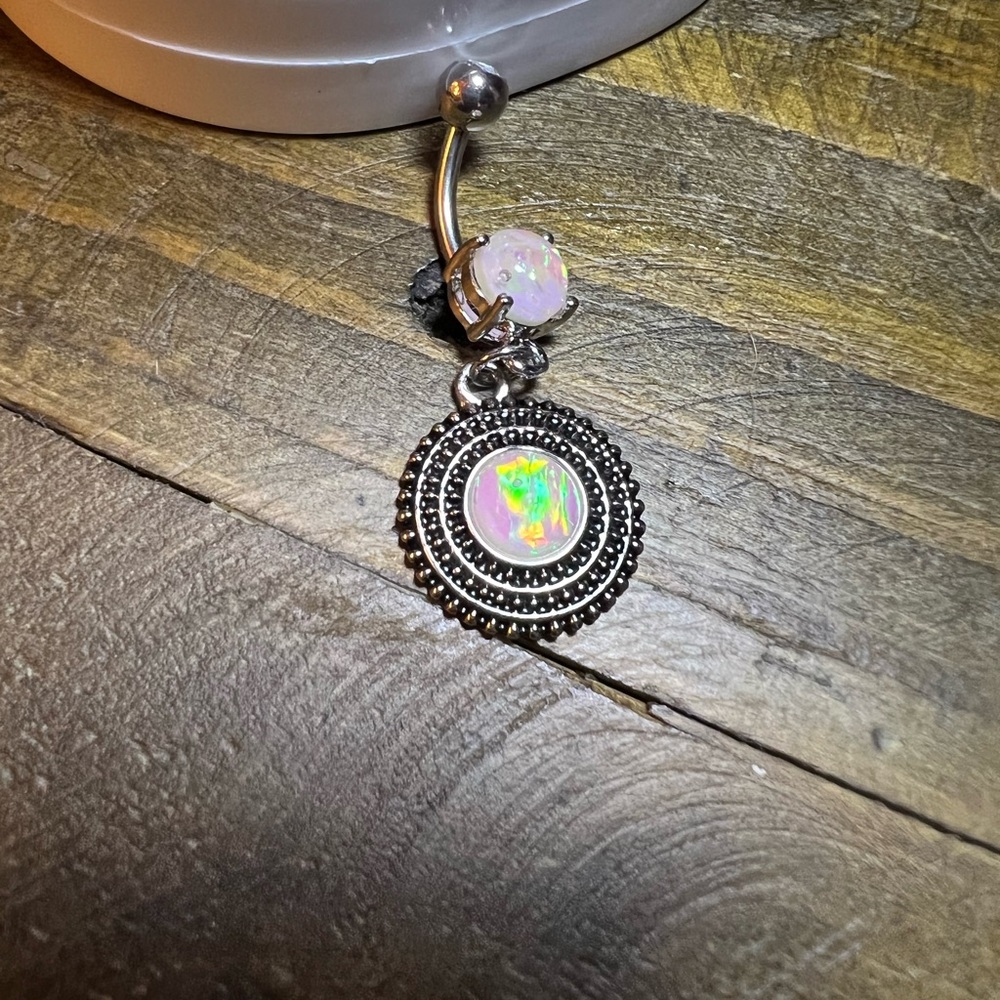 Opalescent belly ring